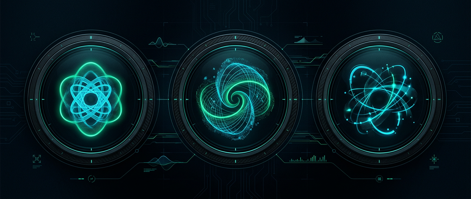 A cyan and green signal scope observing a brand across AI answers