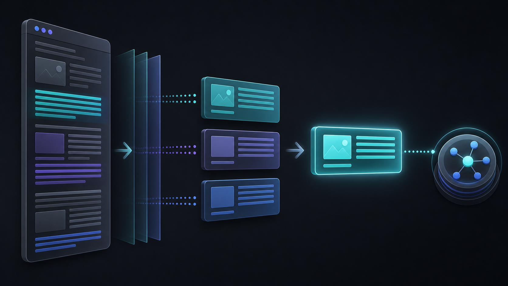 Conceptual illustration of a web page divided into readable evidence passages with one highlighted answer